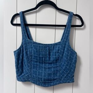 Pilcro Blue Plaid Women's Cropped Top